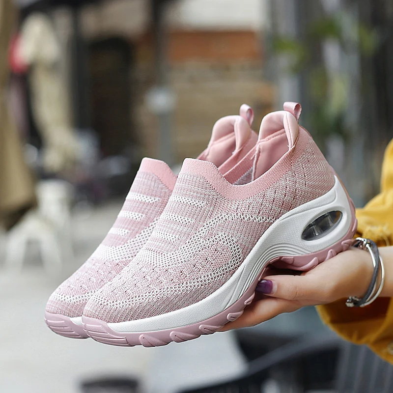 Women Shoes Woman Sneakers 2020 Fashion Spring Casual Fashion Wedge Platform Brand Girl Female Mesh Shoes Women  Slip-On