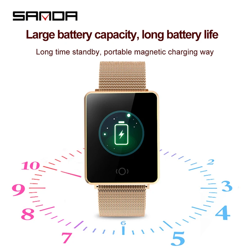SANDA, модные элегантные часы, женские Смарт-часы CK26 Plus, металлический ремешок, Bluetooth, наручные Смарт-часы, Android& IOS Reloj inteligent