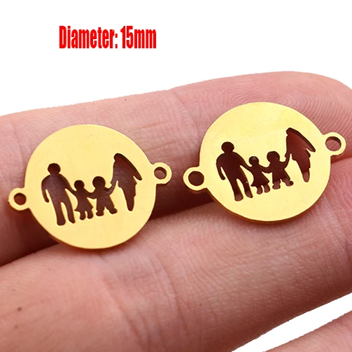 Gold 11 5pcs Family Chain Stainless Steel Pendant Necklace Parents and Children Necklaces Gold/steel Jewelry Gift for Mom Dad New Twice - Цвет: Gold 11