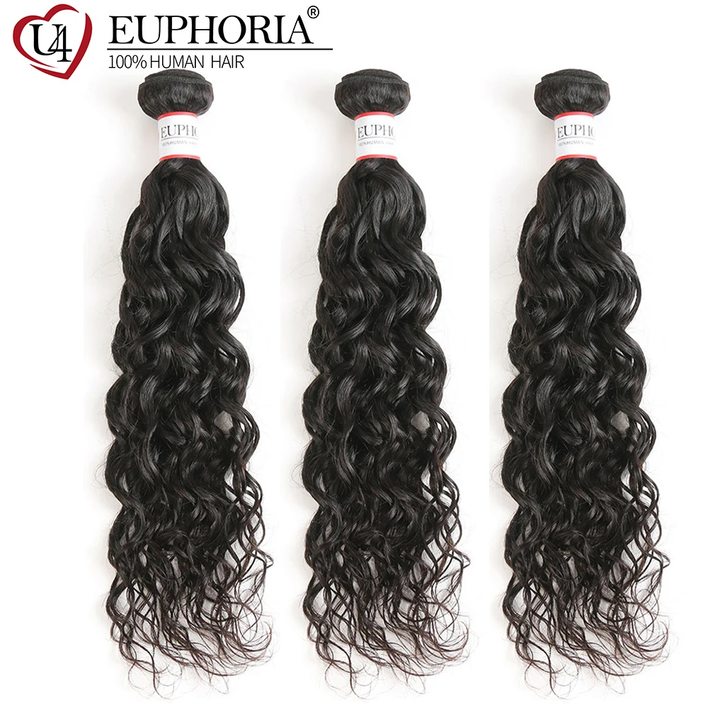 

Water Wave Remy Human Hair Bundle Deals 8-26inch EUPHORIA Brazilian Natural Color Human Hair Weft Extensions 3/4 Bundles Weaving