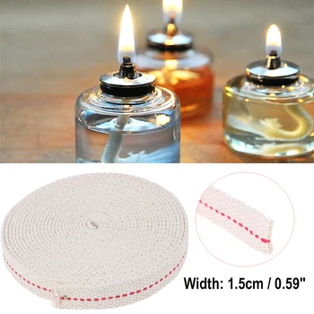 

4.5m/15ft Feet White Flat Cotton Alcohol Wick Oil Lamp Wicks Burner For Glass Oil Lamps Lanterns Accessories