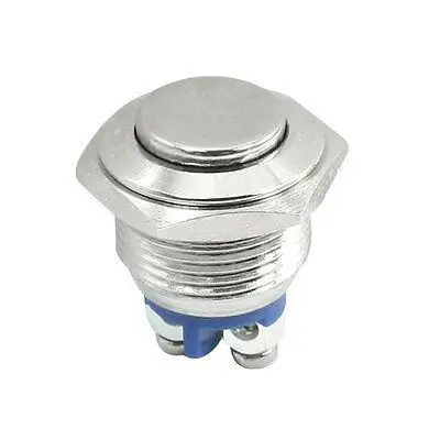 

2-Terminals 16mm Thread SPST Momentary High Round Flat Button Switch