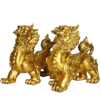 

LAOJUNLU Pure Copper Pixiu Ornaments A Pair Unicorn Pixiu Opening Gift, 1st length 9cm width 5cm height 10cm