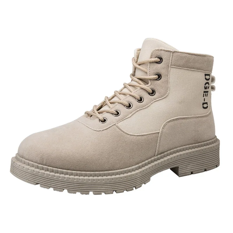 beige Модные популярные модные мужские ботильоны на шнуровке; высококачественные мужские ботинки в британском стиле; сезон осень-зима; мужские ботинки; Водонепроницаемая Мужская обувь для улицы - Цвет: beige
