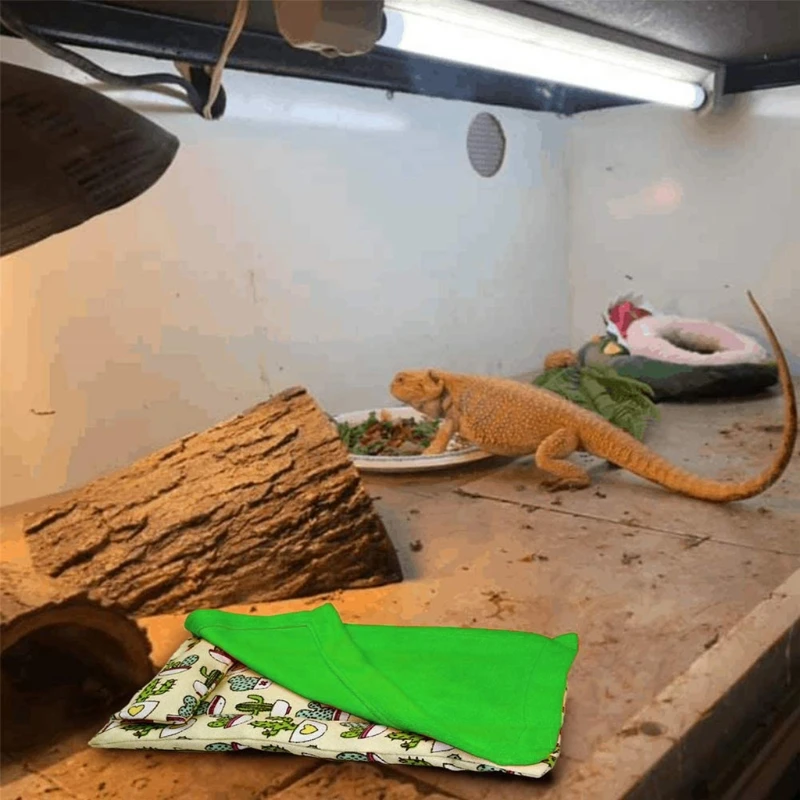 Bearded Dragon Bed with Pillow and Blanket Comfortable Warm Sleeping Bed with Plush Cover for Leopard