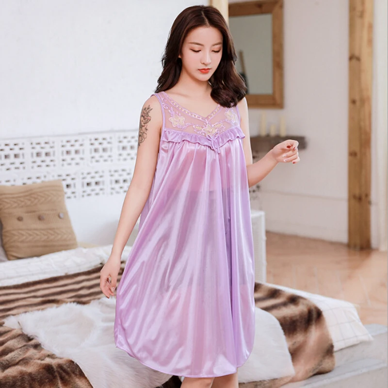 Plus Size Elegant Nightdress Women's Plus Smooth Satin - Temu