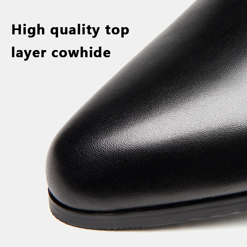 Autumn winter pointed toe lace-up genuine leather boots fashion zip inside plush warm men work boots cowboy Motorcycle boots