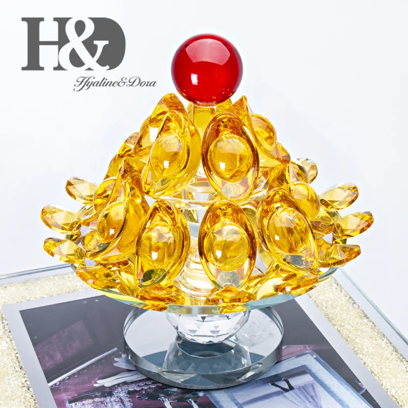 H&D Хрустальный китайский золотой слиток Статуэтка Фортуна орнамент защита богатства украшение для домашнего офиса украшение стола Рождественский подарок