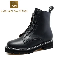 KATELVADI/размеры 34-40; новые женские ботильоны; черные женские мотоциклетные ботинки из искусственной кожи с плюшевой подкладкой; теплые женские ботинки; K-532