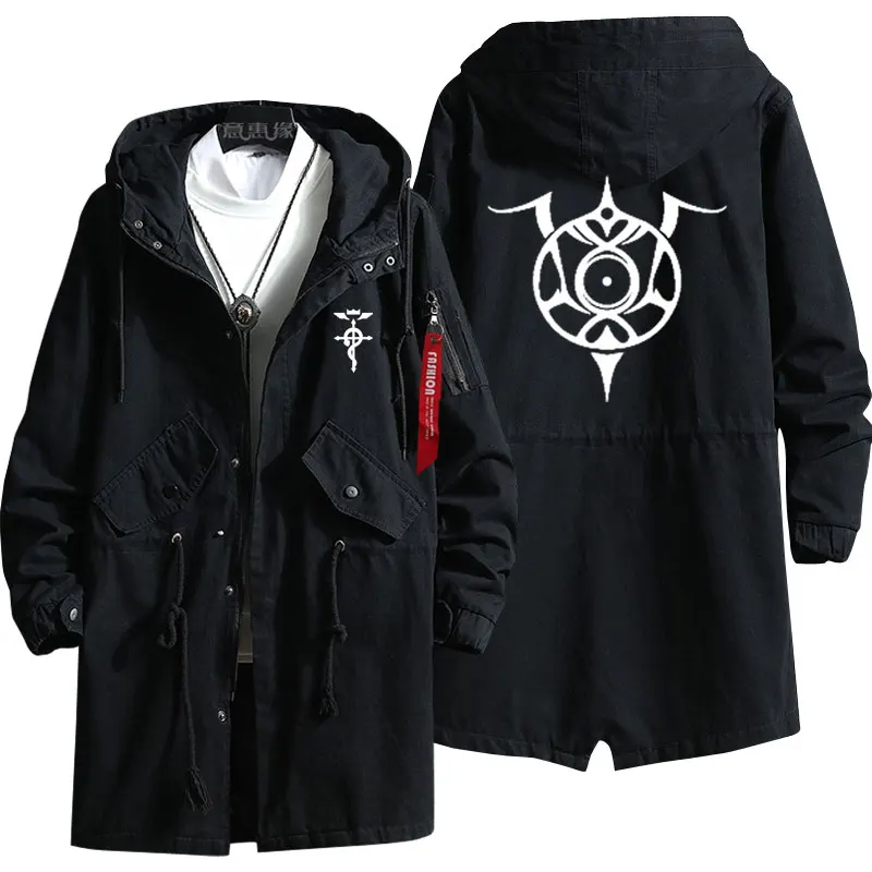 New Fullmetal Alchemist Hoodie Edward Elric Anime Trench Coat Men Fashion  Fall Winter Cotton Zipper Overcoat Jacket - Hoodies u0026 Sweatshirts -  AliExpress