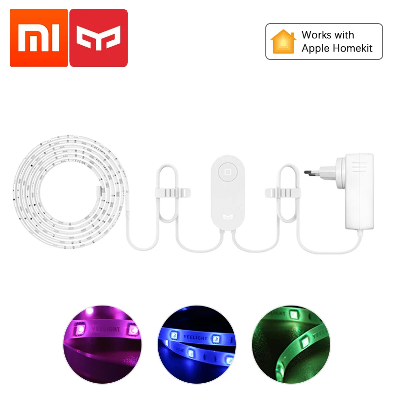 Comprar Xiaomi Yeelight tira de luz inteligente Aurora más 2m LED RGB aplicación WiFi Xiaomi luces de hogar trabajo con Alexa Google asistente Homekit