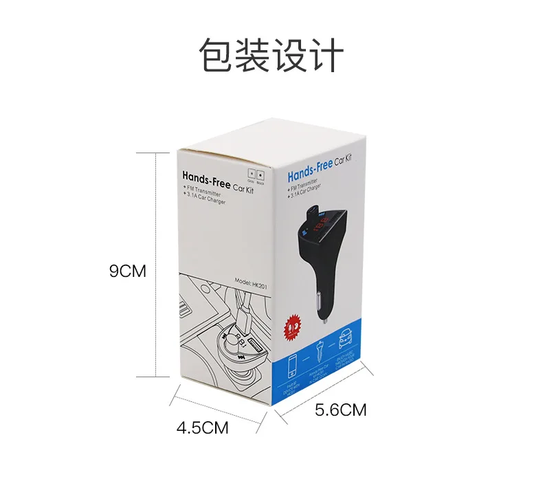 Автомобильный FM Bluetooth передатчик TF карта Instert MP3 плеер беспроводной Hands-Free двойной USB3.1A Быстрая зарядка HK201
