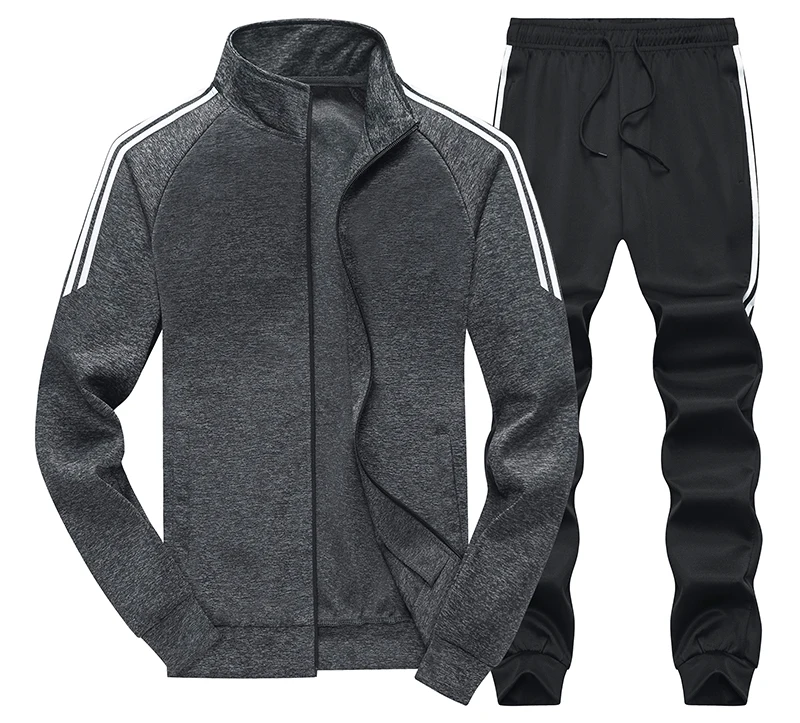 Dark grey Осенне-зимние мужские спортивные комплекты из 2 предметов спортивный костюм куртка+ штаны спортивный костюм мужской спортивный костюм баскетбольный Свитшот костюм - Цвет: Dark grey