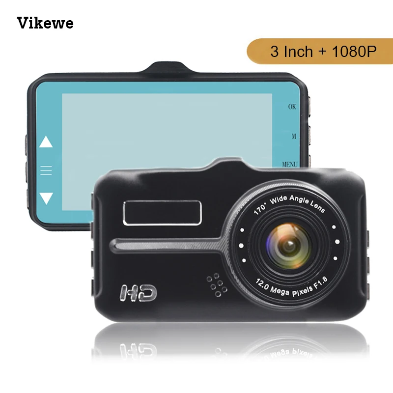 Vikewe 3 дюймовый HD 1080P Автомобильный регистратор вождения 170 ° с широкоугольным