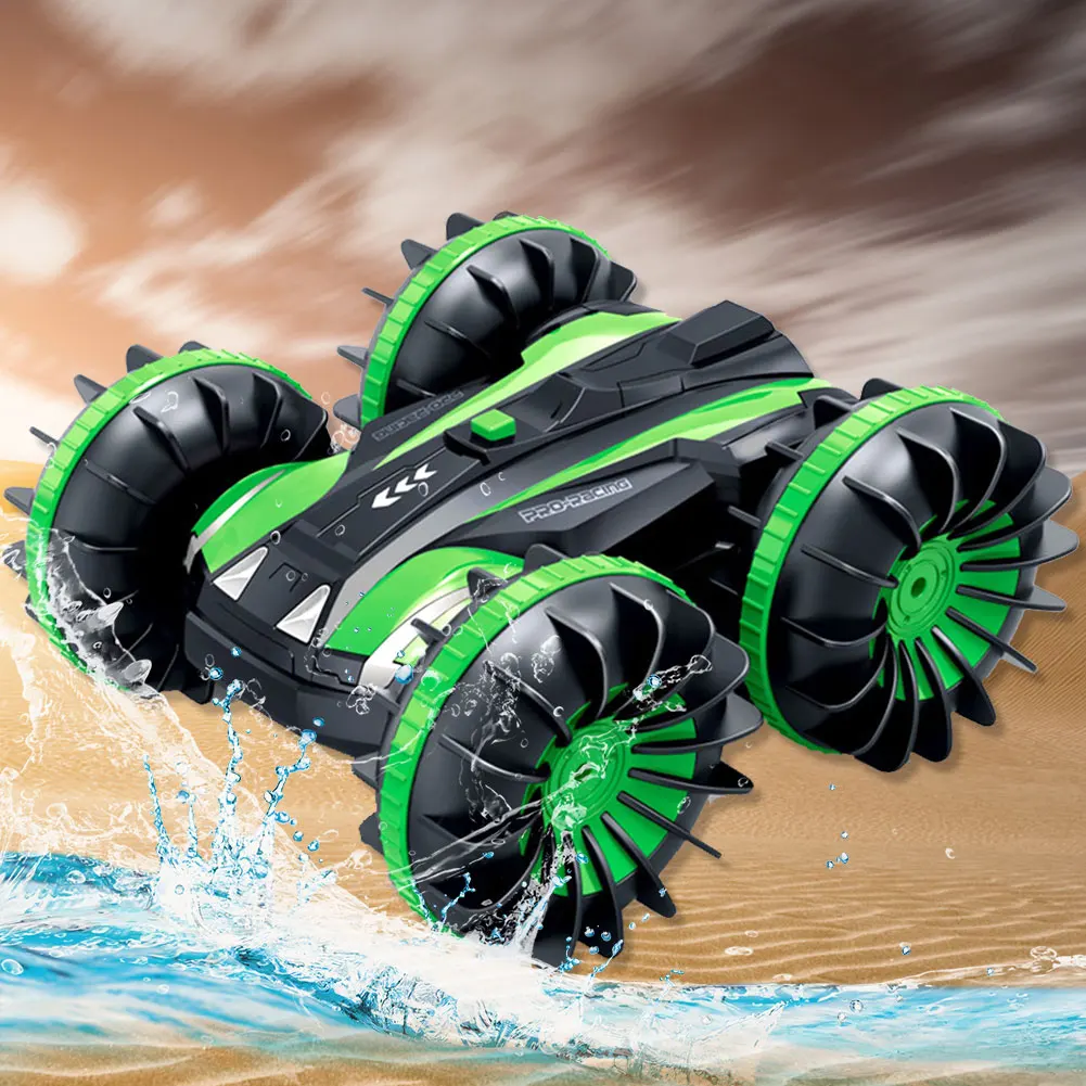 2,4 ГГц 4WD 1:18 Лодка дети 360 градусов вращается амфибия гоночный трек игрушка подарок на день рождения RC автомобиль водонепроницаемый двусторонний трюк