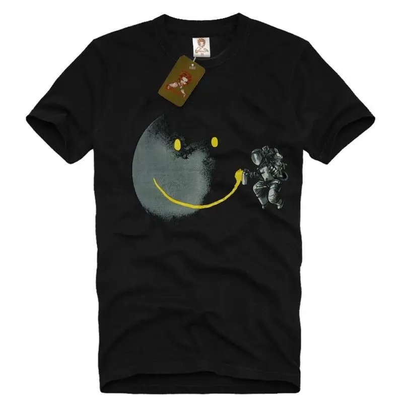 Полная луна граффити тег смайлик графический дизайн мужская футболка лицо