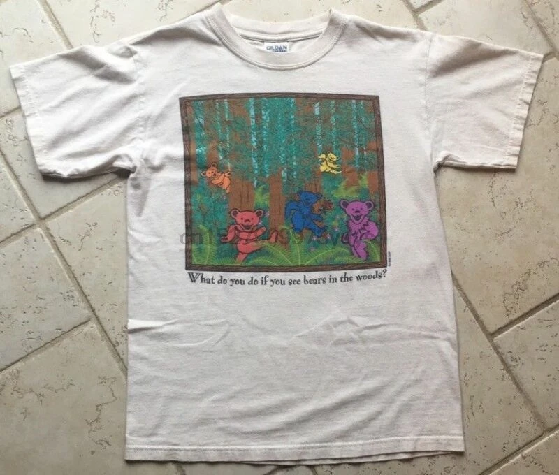 Большая редкость! Grateful футболка VTG 90s для мужчин подходит медведь в лесу США