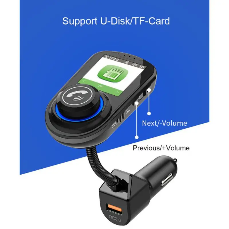 Горячая Qc3.0 1,8 дюймовый цветной экран автомобильный беспроводной Mp3 Автомобильный цветной экран Hd Mp3 Автомобильная Быстрая зарядка без рук