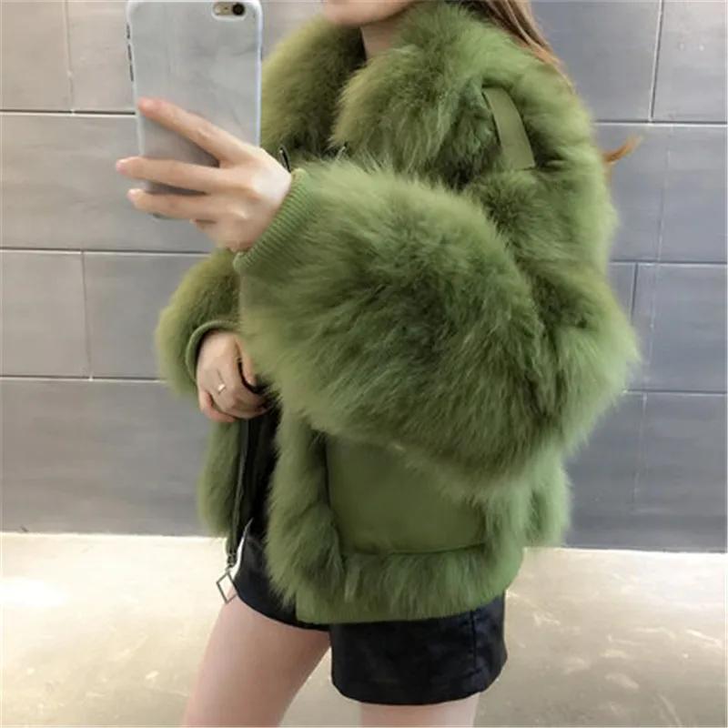 Короткие женские парки, утолщенная теплая шуба из натурального меха лисы, женские зимние модные куртки, свободные одноцветные женские шубы