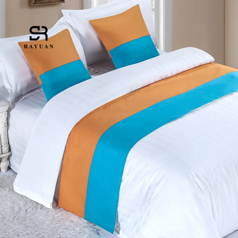 RAYUAN Color Matching Cotton Bedspread Bed Runner Throw Home Hotel Bedroom Bedding Decor Bed Tail Towel Decorative Protector