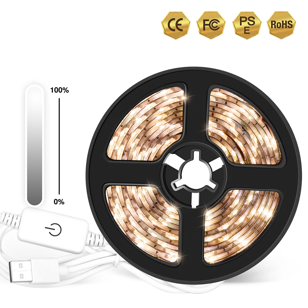 

New Led Home Light With 2835 Touch Dimming Waterproof Flexible Soft Lamp Strip Usb Cabinet Interior Decoration Night Stall Light