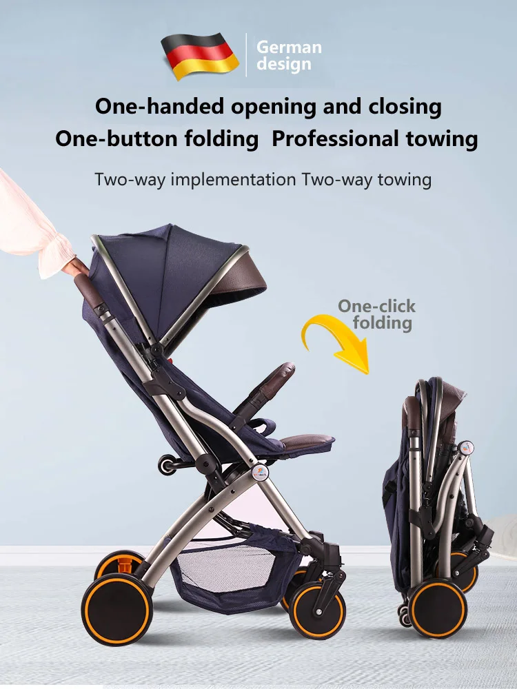 Baby stroller can sit reclining lightweight folding four-wheel shock newborn baby stroller baby stroller