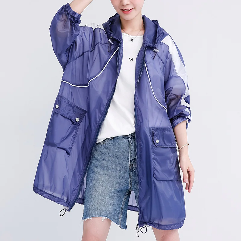 

2019 Summer Wear New Products Mid-length Joint Contrast Color Fashion Outdoor Sports Casual Versatile Sun Protection Clothing Co
