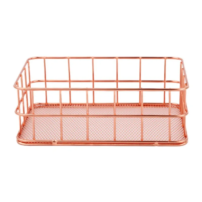 Home Sundries Container panier Desktop Bathroom Organizer Holder Wrought Iron Storage Baskets Office Accessories Make Up Tools - Цвет: C