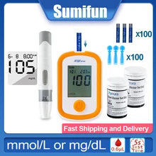 

1Set Blood Glucose Monitor Health Aid Glucometer 100PCS Test Strips Lancets Kit Blood Sugar Meter Diabetes Tester