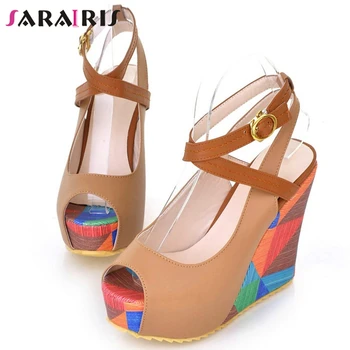 

SaraIris Female Mixed Color Platform Sandals Open Toe High Wedges Sandals Women Fashion Designer Brand Shoes Woman