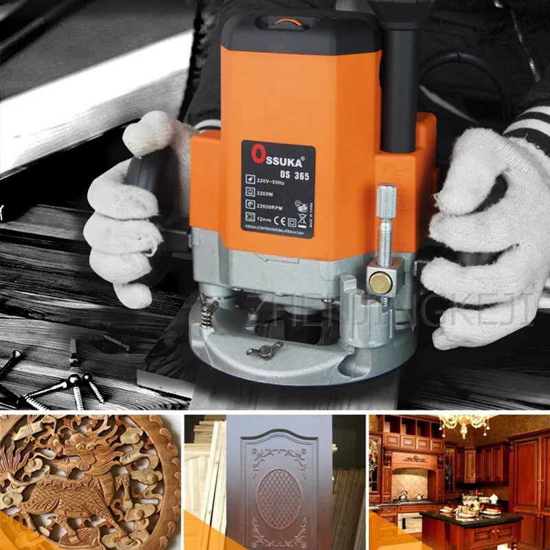 

220V Carpentry Engraving Machine Slotted Trimming Milling Cut Out Carpenter Tools Decoration Home 2200W Copper Motor Device