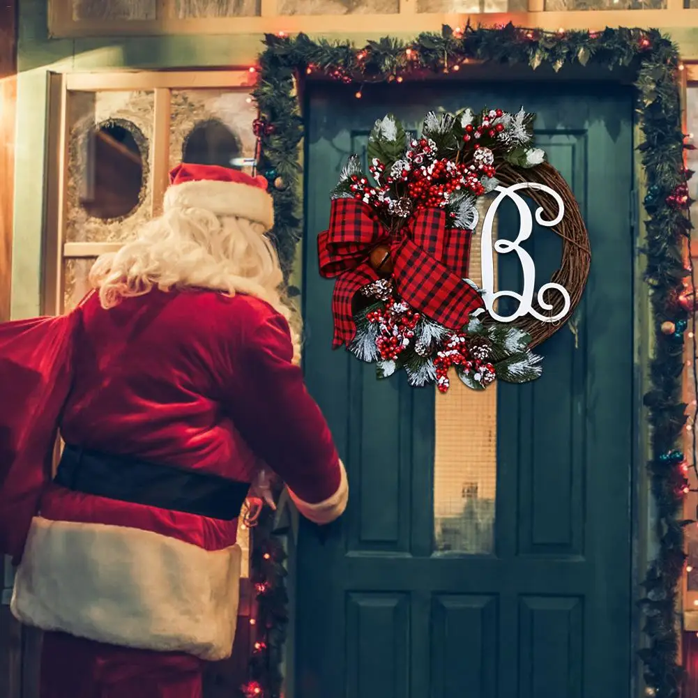 30 см светодиодный Рождественский венок с искусственная сосна шишки ягоды и цветы праздничное переднее украшение для подвешивания на двери Couronne Noel