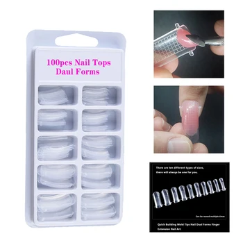 

100pcs/set Quick Building Mold Tips Nail Dual Forms Finger Extension Nail UV Builder Poly UV Gel Tool Nail Art Tools