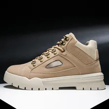 Мужские Ботильоны; Ботинки Martin в стиле ретро; на шнуровке; на низком каблуке; Уличная Повседневная обувь; YS-BUY