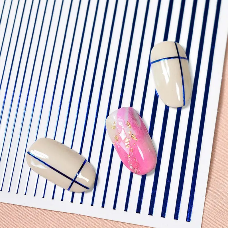 3D Радужная наклейка с изогнутыми полосками наклейки для ногтей клей полоскания