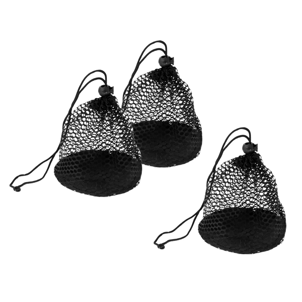 3 Pieces Durable Nylon Mesh Net Bag Carry Bag Golf Ball Mesh Net Pouch Carrying Holder for Golf Ball Tennis Ball
