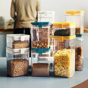 

Plastic Food Storage Jar Container Refrigerator Sealed Fresh-keeping Box Kitchen Miscellaneous Grain Storage Stackable Organizer