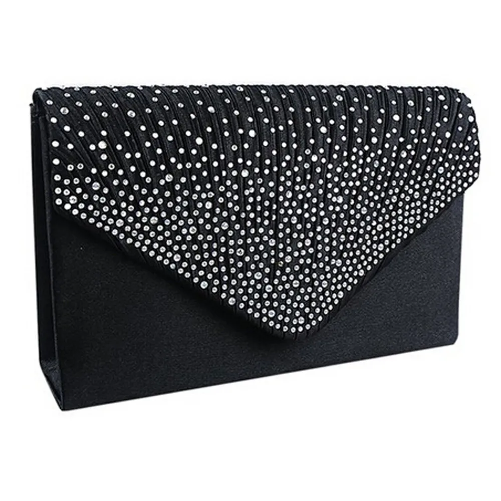 

Shoulder Bags black Ladies Large Evening Satin Diamante women Clutch Bag Party Envelope Messenger bags for women 2019 женская