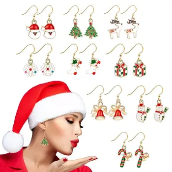 

Christmas Earrings Jewelry Set Snowflake Snowman Moon Santa Wreath Earrings Kit Q0KE