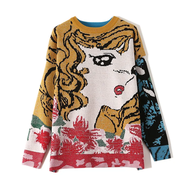 Модный женский пуловер свитер Осень-зима красивый и забавный мультяшный Рисунок