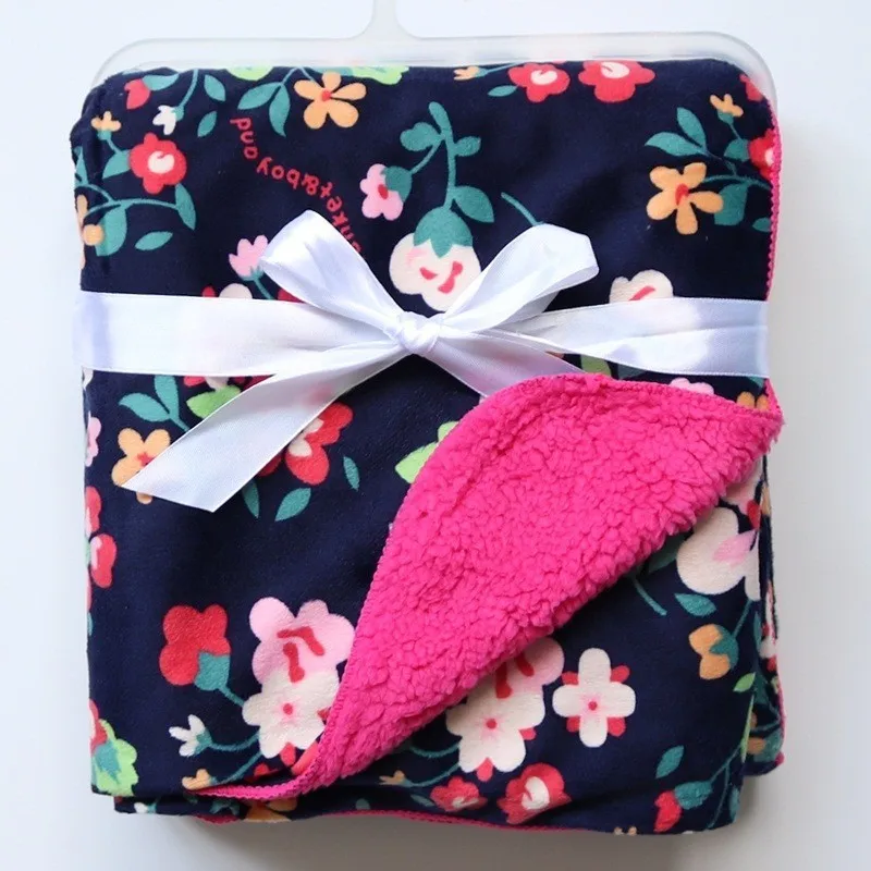Baby Blanket New Brand Thicken Double Layer Coral Fleece Infant Swaddle Envelope Stroller Wrap For Newborn Baby Bedding Blankets