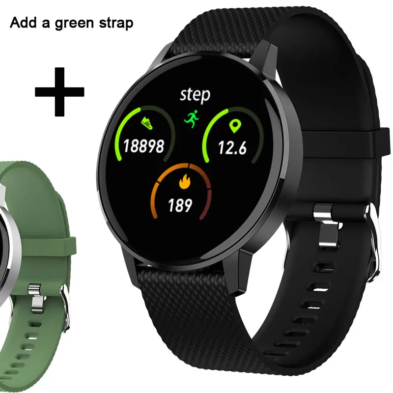 T4 Смарт-часы для женщин и мужчин, монитор сердечного ритма, кровяного давления, модные спортивные часы, фитнес-трекер, IP68, глубокие водонепроницаемые Смарт-часы - Цвет: And a green strap