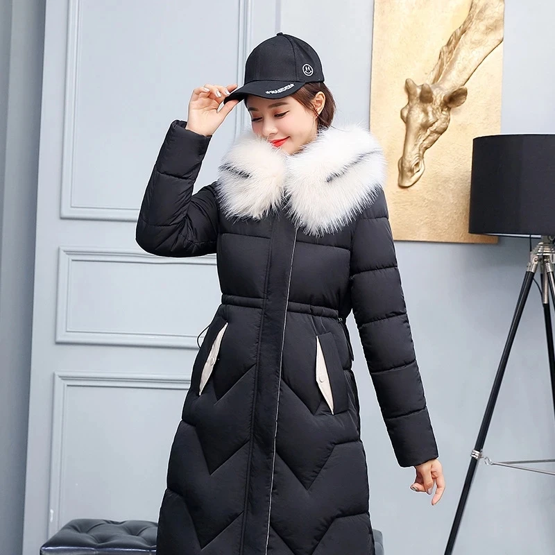 AECU Womens Long Parkas Winter Plus Size Coats Female Outerwear Plaid Hooded Warm Cotton Women Large Size Basic Tops