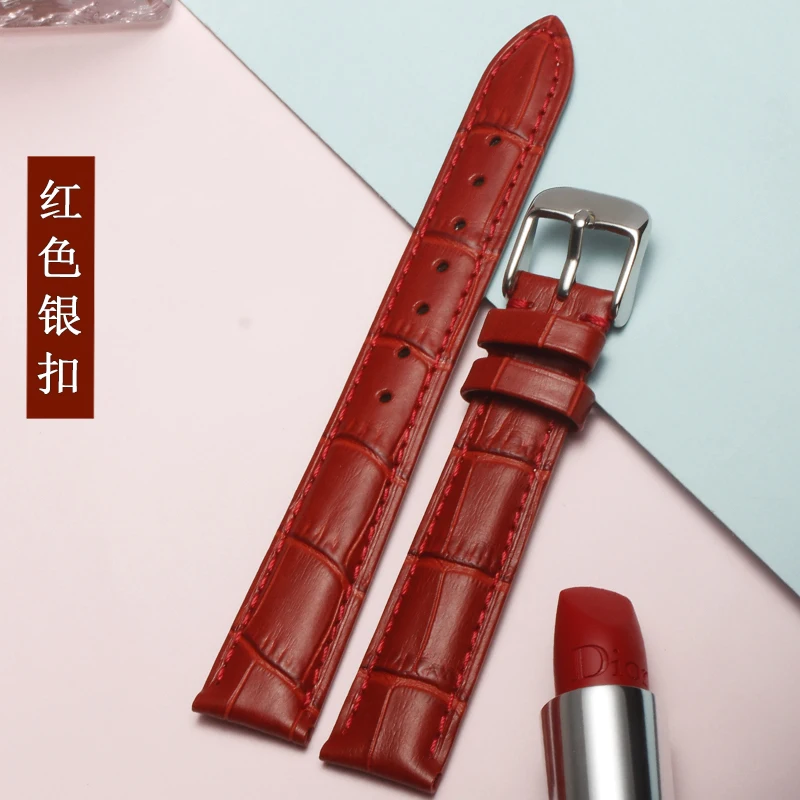 12 14 16 18 20MM Red White Genuine leather watch bracelet womens fashion watchband accessories | Наручные часы