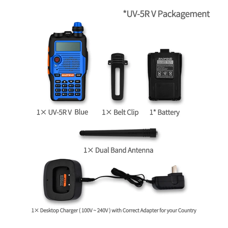 Baofeng UV-5R V Blue walkie talkie 1 шт. Профессиональный двухполосный двухсторонний радиоприемник 136-174/400-520mHZ ham radio comunicador red