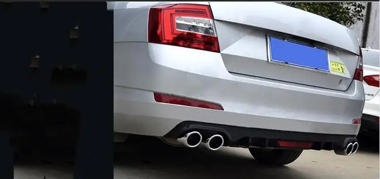For Skoda Octavia 2014-ABS Black Rear Bumper Lip Trunk Spoiler Rear Diffuser Protector Car Styling car bumper accessories