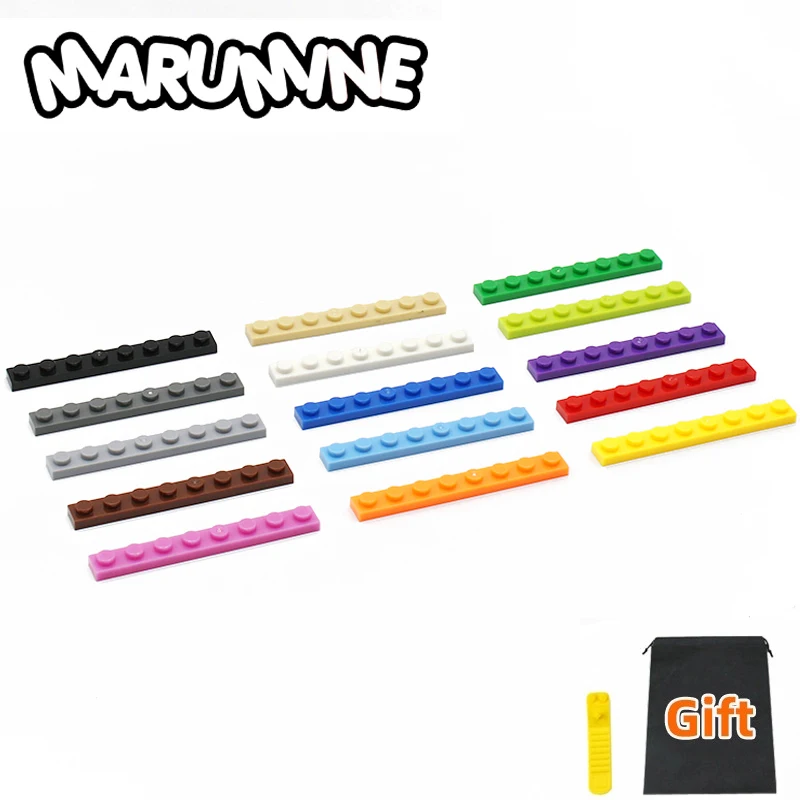 Marumine-placa base de 1x8 puntos 3460, piezas de bloques de construcción clásicos MOC, su propio juego de juguetes para niños, Compatible con todas las marcas principales
