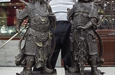Китайский народный латунный медный Дракон Guan Gong Guan Yu Read Book Warrior God статуя
