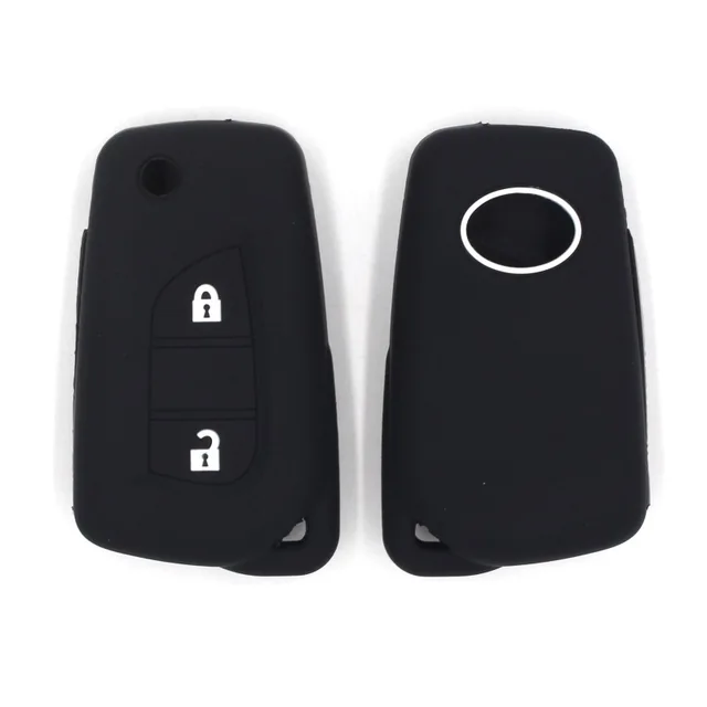 Silicone Key Case Cover for Toyota Yaris Rav 4 2016 2017 for PEUGEOT 108 2 Buttons Remote Key Holder Car Keychain Case black