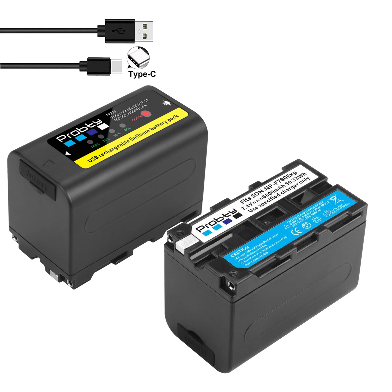 Indicador de Potência 6800mah com Saída Usb para Bateria Novo Sony np F960 F970 Embutida V1j z1 Led F750 F730 - Image 5